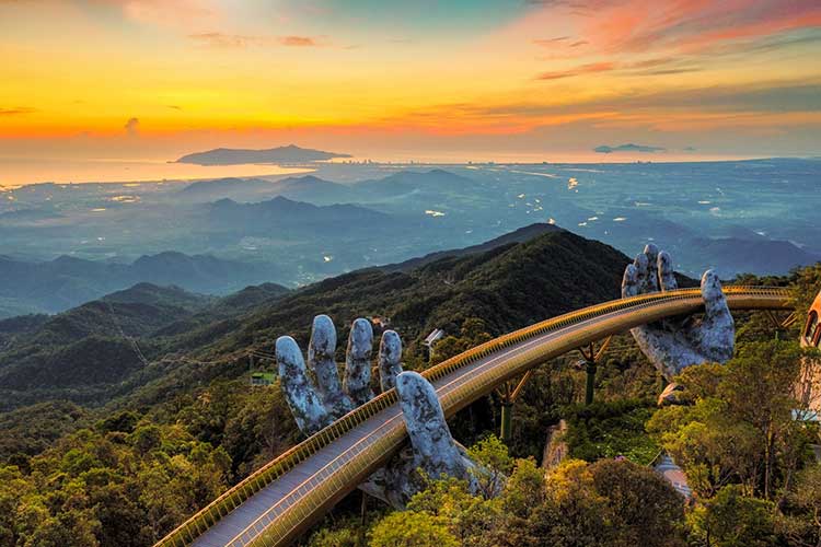 The Golden Bridge at Ba Na Hills is a remarkable architectural marvel