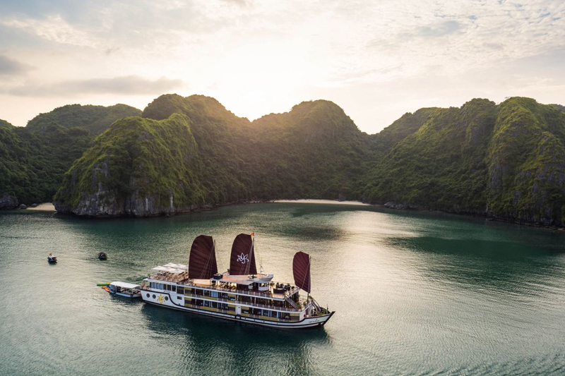 One of the most enticing accommodation options in Cat Ba is spending the night on a beautiful cruise ship in the bay